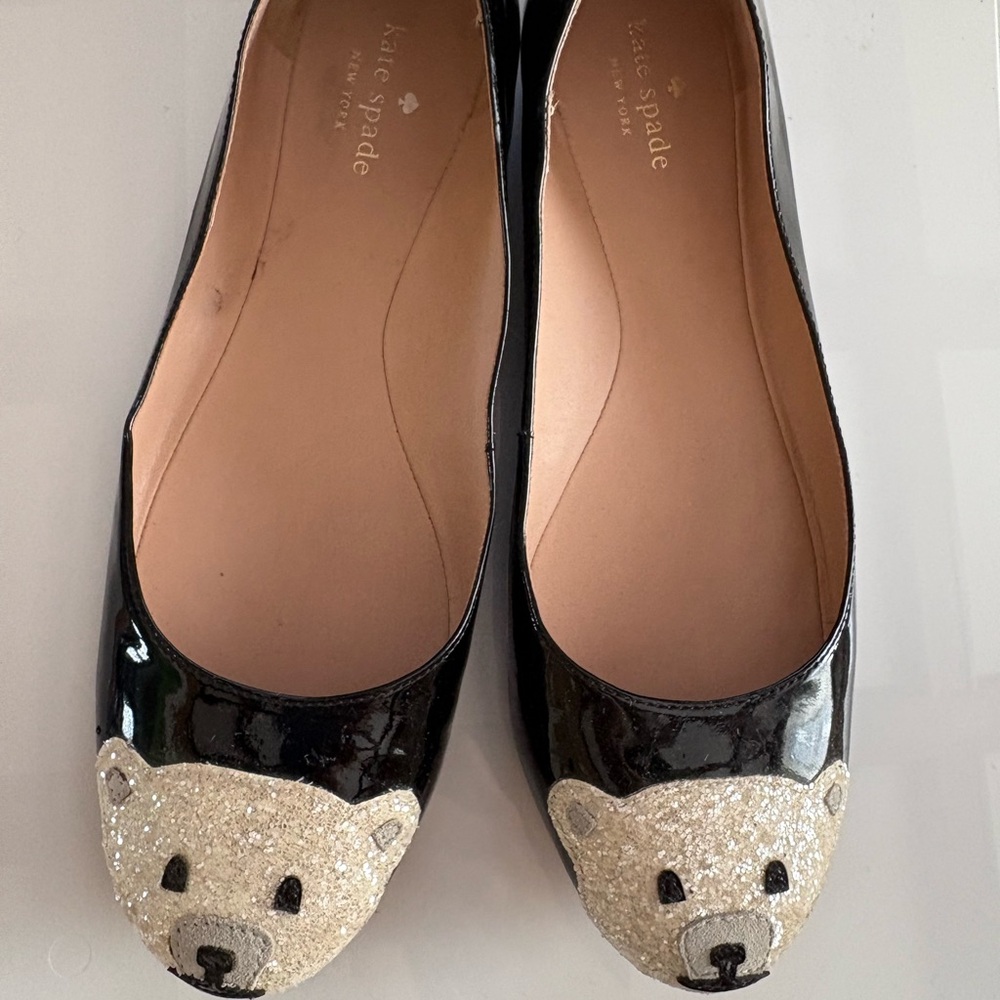 Kate Spade New York Black and White  Animal Flats Ballet shoes women 10M